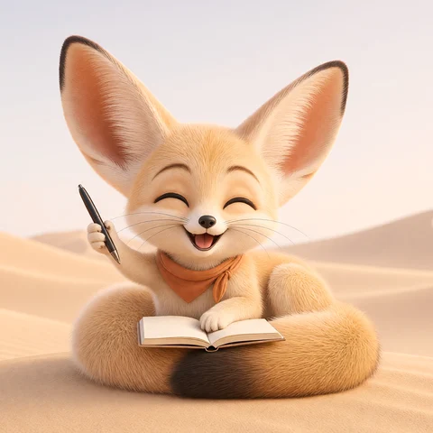 Fen laughing with the pen raised