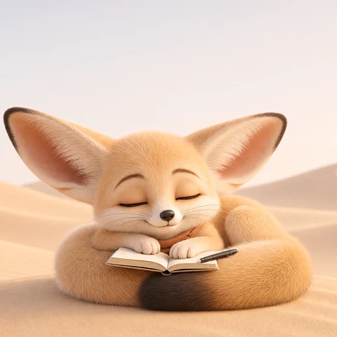 Fen napping on his notebook